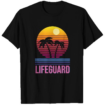 Discover Lifeguard Retro Palm Tree Swimming Beach Summer T-Shirts