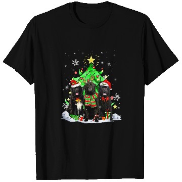 Discover Santa Newfoundland Dog Squad Christmas Tree Lights T-Shirts