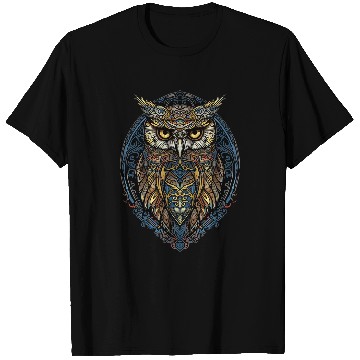 Discover Stained Glass Gothic Aesthetic Owl Intricate Graphic Design 1 T-Shirts