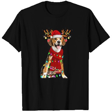 Discover Santa Beagle reindeer Light Christmas T-Shirts