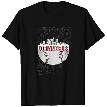 Discover los angeles Mens City Classic Baseball Cityscape Skyline T-Shirts