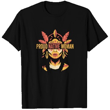Discover Native american indigenous girl with feathers T-Shirts