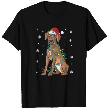Discover Rhodesian Ridgeback Wrapped In Christmas Lights Dog T-Shirts