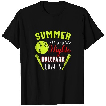 Discover Summer Nights Ballpark Lights Softball T-Shirts