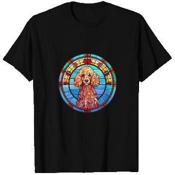 Discover Poodle Dog Owner Stained Glass Full Face Art T-Shirts