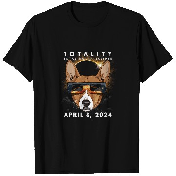 Discover Solar Eclipse   2024 Basenji Dog Wearing Glasses T-Shirts