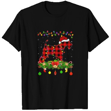 Discover Matching buffalo plaids Wire Fox Terrier Christmas Pajama T-Shirts