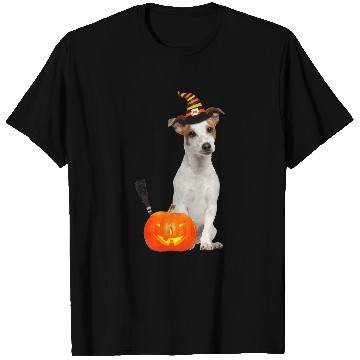 Discover Jack Russel Witch Hat Halloween Dog Costume T-Shirts