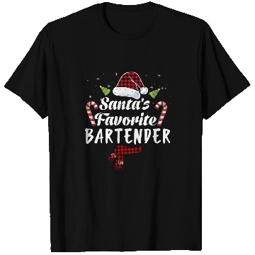 Discover Santas Favorite Bartender Christmas Santa Red Plaid Claus T-Shirts