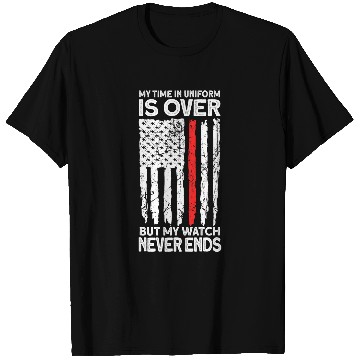 Discover Retired Firefighter American Flag Thin Red Line T-Shirts