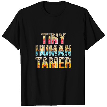 Discover Tiny Human Tamer Leopard Print Sunflower Teacher Babysitter T-Shirts