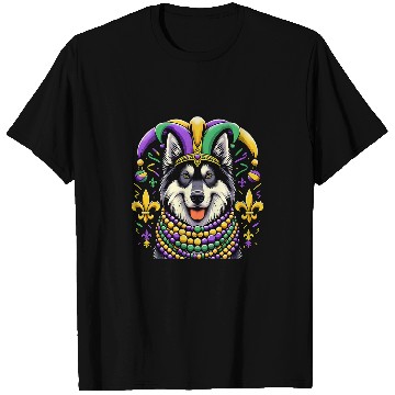 Discover Mardi Gras Norwegian Elkhound Dog Jester T-Shirts