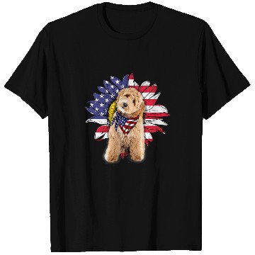 Discover Sunflower American Flag Labradoodle Dog Lovers T-Shirts