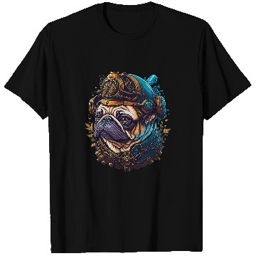 Discover Steampunk Pug Dog Aesthetic Vaporwave Dog Design T-Shirts
