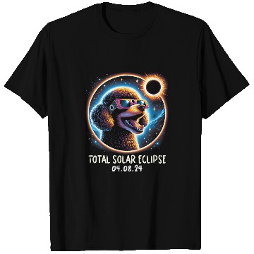 Discover Solar Eclipse Poodle Wearing Glasses Pet April 8 2024 T-Shirts