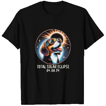 Discover Solar Eclipse Beagle Wearing Glasses Pet April 8 2024 T-Shirts