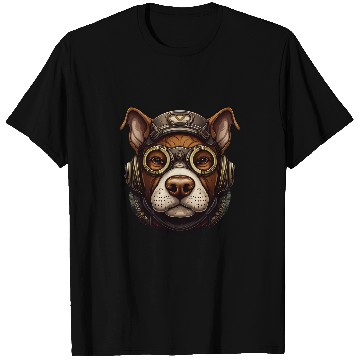 Discover Steampunk Pitbull Dog in Clockwork Glasses Steampunk 1 T-Shirts