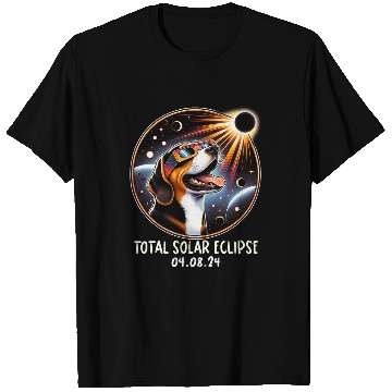 Discover Solar Eclipse Beagle Wearing Glasses Pet April 8 2024 2 T-Shirts