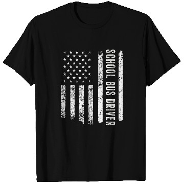 Discover School Bus Driver USA Flag Profession Job Title T-Shirts