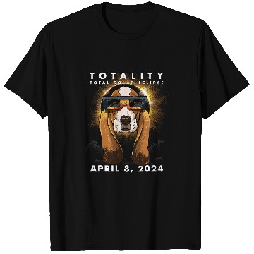 Discover Solar Eclipse   2024 Basset Hound Dog Wearing Glasses T-Shirts