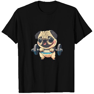 Discover pug lifting dumbbells T-Shirts
