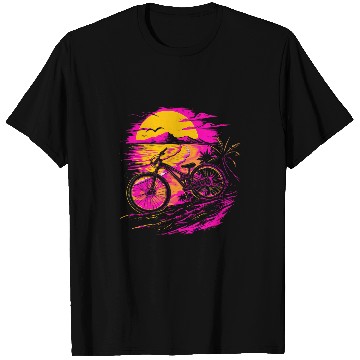 Discover Mountain Biking Synthwave T-Shirts