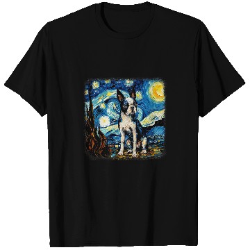 Discover Van gogh Boston Terrier in starry night T-Shirts