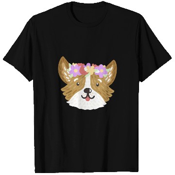Discover Trendy Floral Corgi Portrait T-Shirts
