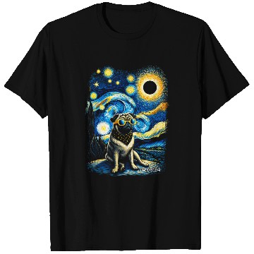Discover Pug Dog Little Animals Starry Night Cute Pet Solar Eclipse T-Shirts