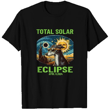 Discover Van Gogh Starry Night dog Greyhound Total Solar Eclipse T-Shirts
