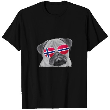 Discover Pug Dog Norway Flag Sunglasses T-Shirts