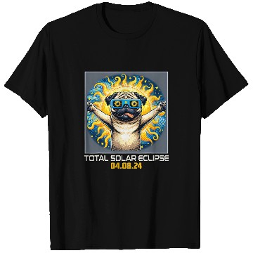 Discover Pug Dog Taking Selfie Solar Eclipse T-Shirts