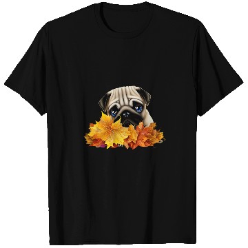 Discover Pug in Autumn Leaves T-Shirts