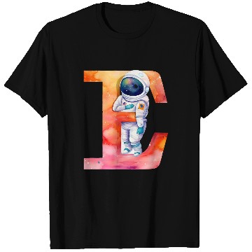 Discover Space Astronaut Letter E Name Monogram Initial Galaxy Planet T-Shirts