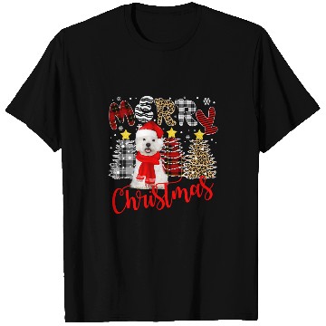 Discover Westie Merry Christmas Tree Leopard Plaid Printed T-Shirts