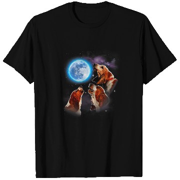Discover three basset hound howling at moon dog lovers costume T-Shirts