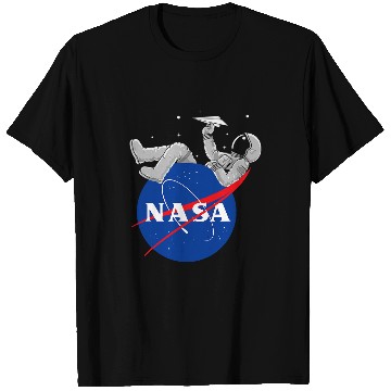 Discover NASA Astronaut play with paper plane Logo T-Shirts