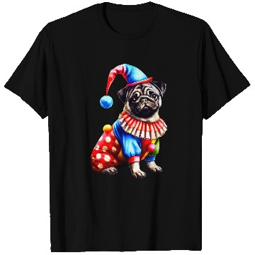 Discover Pug Dressed As Clown Dog Lovers Circus Pug Clown Design 3 T-Shirts