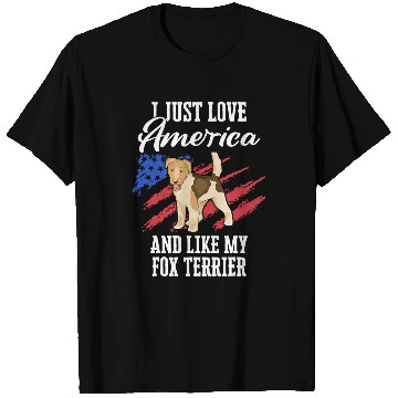Discover Wirehaired Fox Terrier dog USA Flag T-Shirts