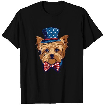 Discover Yorkshire Terrier with USA Flag American Independence Day T-Shirts