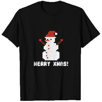 Discover Merry xmass 8 Bit Pixelated Pixel Ugly Christmas Snowman T-Shirts