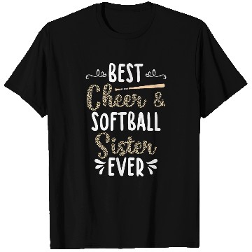 Discover Funny Softball Cheer Fan Leopard Pattern Sisters Cheerleader 1 T-Shirts