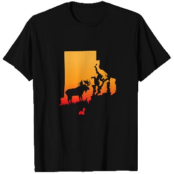 Discover Moose or shed antler Hunting Rhode Map Island art Hunter T-Shirts