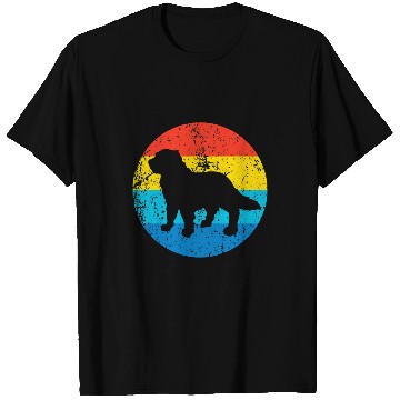 Discover Newfoundland Dog Breed Silhouette Retro 1970s Circle T-Shirts