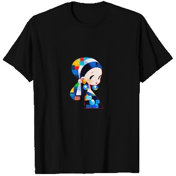 Discover Modern Pearl Earring Girl Tee T-Shirts