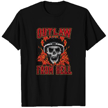 Discover Outlaw From Hell Skull Motorcycle Gift Biker Fires Flame T-Shirts