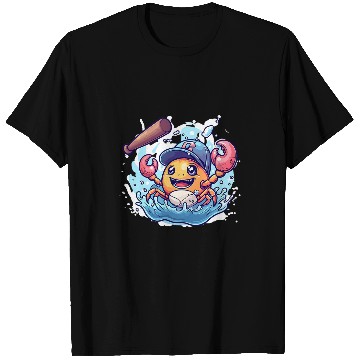 Discover Ocean Explorers Delight Playful Crab and Baseball Beach T-Shirts