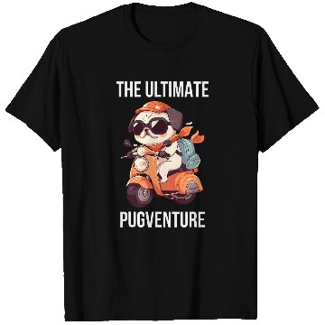 Discover Pugventure on a Motorcycle Funny Cute Pug T-Shirts