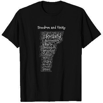 Discover Vermont Cities State Map Word Art Cloud Patriotic T-Shirts