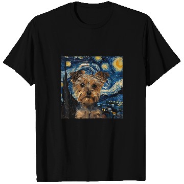 Discover Yorkshire Terrier Dog Van Gogh Style Starry Night T-Shirts